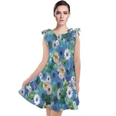 Fantasy Garden Blue Tie Up Tunic Dress by retrotoomoderndesigns