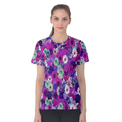 Fantasy Garden Purple Women s Cotton Tee by retrotoomoderndesigns