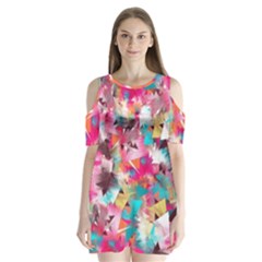 Color Pieces Shoulder Cutout Velvet One Piece by Sparkle