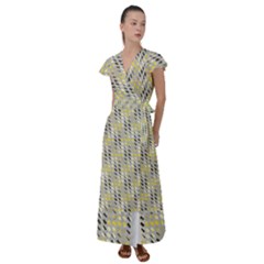 Color Tiles Flutter Sleeve Maxi Dress by Sparkle