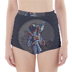 Illustration Drunk Astronaut High-waisted Bikini Bottoms by Vaneshart