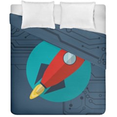 Rocket With Science Related Icons Image Duvet Cover Double Side (california King Size) by Vaneshart