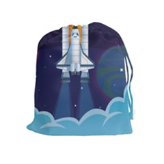Spaceship Milkyway Galaxy Drawstring Pouch (xl) by Vaneshart