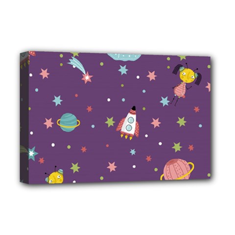 Space Travels Seamless Pattern Vector Cartoon Deluxe Canvas 18  X 12  (stretched) by Vaneshart
