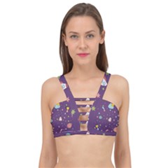 Space Travels Seamless Pattern Vector Cartoon Cage Up Bikini Top by Vaneshart
