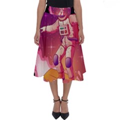 Astronaut Spacesuit Standing Surfboard Surfing Milky Way Stars Perfect Length Midi Skirt by Vaneshart