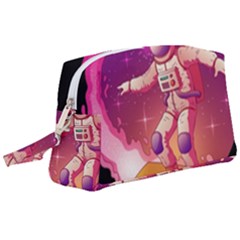 Astronaut Spacesuit Standing Surfboard Surfing Milky Way Stars Wristlet Pouch Bag (large) by Vaneshart