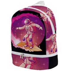 Astronaut Spacesuit Standing Surfboard Surfing Milky Way Stars Zip Bottom Backpack by Vaneshart