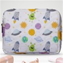 Seamless Pattern Cartoon Space Planets Isolated White Background Make Up Pouch (Large) View1