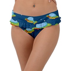 Seamless Pattern Ufo With Star Space Galaxy Background Frill Bikini Bottom by Vaneshart