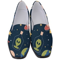 Seamless Pattern With Funny Aliens Cat Galaxy Women s Classic Loafer Heels by Vaneshart