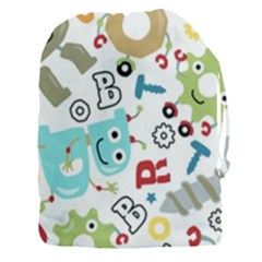 Seamless Pattern Vector With Funny Robots Cartoon Drawstring Pouch (3xl) by Vaneshart