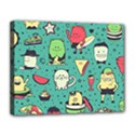 Seamless Pattern With Funny Monsters Cartoon Hand Drawn Characters Unusual Creatures Canvas 14  x 11  (Stretched) View1