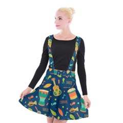 Brazil Musical Instruments Seamless Carnival Pattern Suspender Skater Skirt by Vaneshart