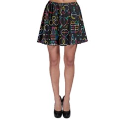 Seamless Pattern With Love Symbols Skater Skirt by Vaneshart