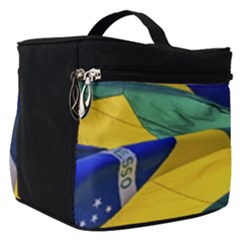Brazil Flags Waving Background Make Up Travel Bag (small) by dflcprintsclothing