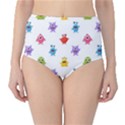 Seamless Pattern Cute Funny Monster Cartoon Isolated White Background Classic High-Waist Bikini Bottoms View1