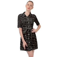 Math Equations Formulas Pattern Belted Shirt Dress by Vaneshart
