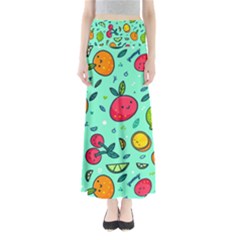 Various Fruits With Faces Seamless Pattern Full Length Maxi Skirt by Vaneshart