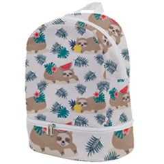 Cute Lazy Sloth Summer Fruit Seamless Pattern Zip Bottom Backpack by Vaneshart