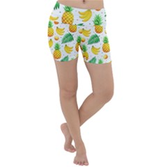 Tropical Fruits Pattern Lightweight Velour Yoga Shorts by Vaneshart