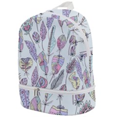 Vector Illustration Seamless Multicolored Pattern Feathers Birds Zip Bottom Backpack by Vaneshart