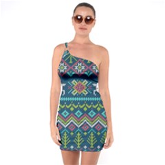 Background With Fabric Texture Winter One Soulder Bodycon Dress by Vaneshart