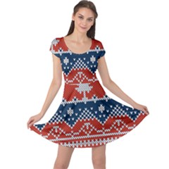 Vector Seamless Ornament Knitted Texture Cap Sleeve Dress by Vaneshart