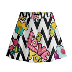 Vector Romantic Love Seamless Pattern Mini Flare Skirt by Vaneshart