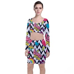 Vector Romantic Love Seamless Pattern Top And Skirt Sets by Vaneshart