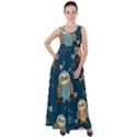 Seamless Pattern Owls Dreaming Empire Waist Velour Maxi Dress View1