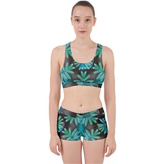 Blue Florals As A Ornate Contemplative Collage Work It Out Gym Set by pepitasart