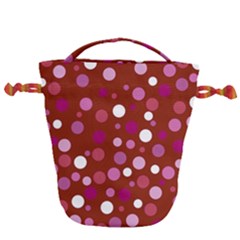 Lesbian Pride Flag Scattered Polka Dots Drawstring Bucket Bag by VernenInk