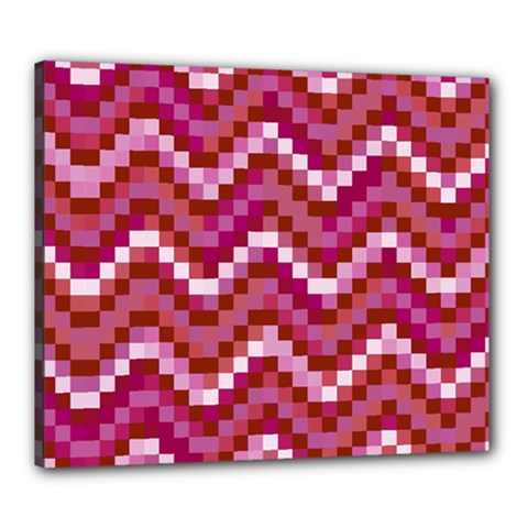 Lesbian Pride Pixellated Zigzag Stripes Canvas 24  X 20  (stretched) by VernenInk