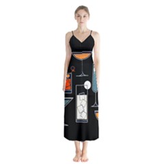 Cocktail Motif Button Up Chiffon Maxi Dress by nationalseashoreclothing