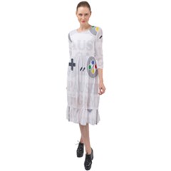 Ipaused2 Ruffle End Midi Chiffon Dress by ChezDeesTees