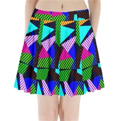 Trippy Blocks, Dotted Geometric Pattern Pleated Mini Skirt by Casemiro