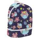 Owl stars pattern background Zip Bottom Backpack View2