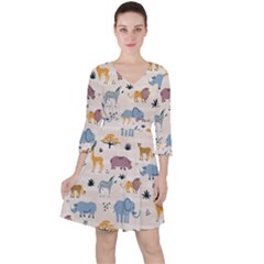 Wild Animals Seamless Pattern Ruffle Dress by Vaneshart