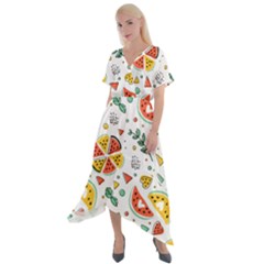Seamless-hipster-pattern-with-watermelons-mint-geometric-figures Cross Front Sharkbite Hem Maxi Dress by Vaneshart