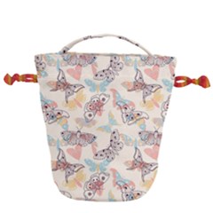 Pattern-with-hand-drawn-butterflies Drawstring Bucket Bag by Vaneshart