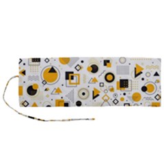 Flat-geometric-shapes-background Roll Up Canvas Pencil Holder (m) by Vaneshart