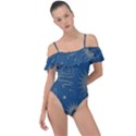 Seamless galaxy pattern Frill Detail One Piece Swimsuit View1