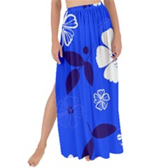 Blooming Seamless Pattern Blue Colors Maxi Chiffon Tie-up Sarong by BangZart