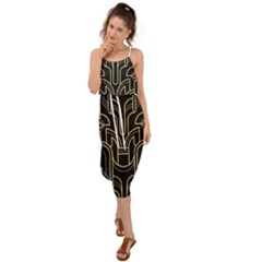 Art Deco Geometric Abstract Pattern Vector Waist Tie Cover Up Chiffon Dress by BangZart