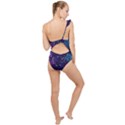 Realistic night sky poster with constellations Frilly One Shoulder Swimsuit View2