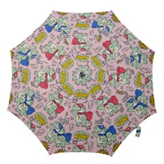 Seamless Pattern With Many Funny Cute Superhero Dinosaurs T Rex Mask Cloak With Comics Style Hook Handle Umbrellas (small) by BangZart