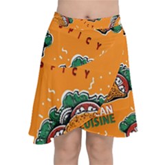 Seamless Pattern With Taco Chiffon Wrap Front Skirt by BangZart