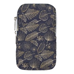Elegant Pattern With Golden Tropical Leaves Waist Pouch (large) by BangZart