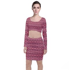 Pink Art With Abstract Seamless Flaming Pattern Top And Skirt Sets by BangZart